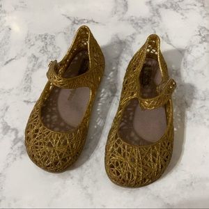 Mini Melissa Gold Zig Zag Mary Jane Shoes Girls 9